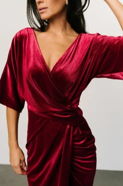 Discount Baltic Born Brendyn Ruched Velvet Dress | Wine