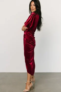 Discount Baltic Born Brendyn Ruched Velvet Dress | Wine