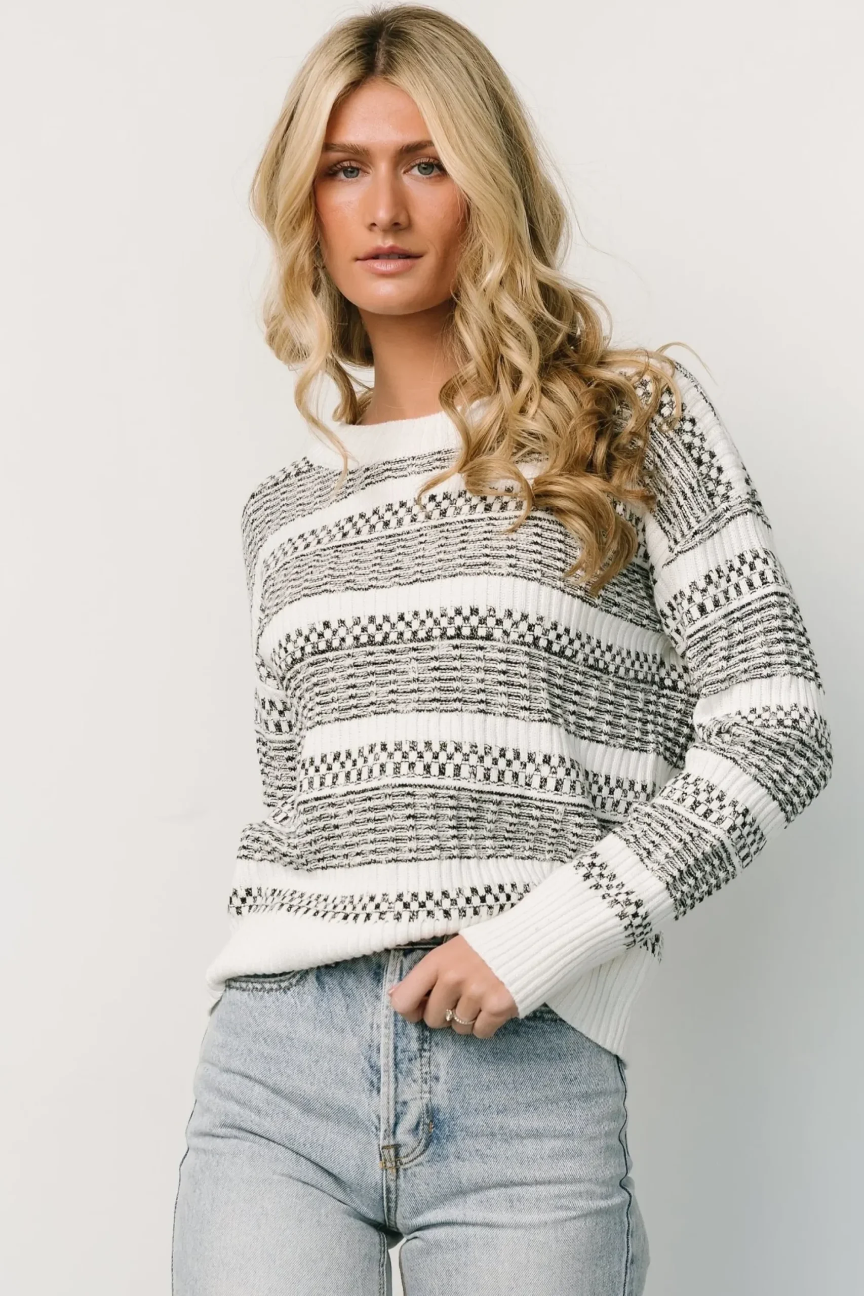 Discount Baltic Born Brigitte Knit Sweater | Black + Off White