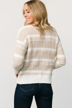 Sale Baltic Born Brigitte Knit Sweater | Taupe + Off White