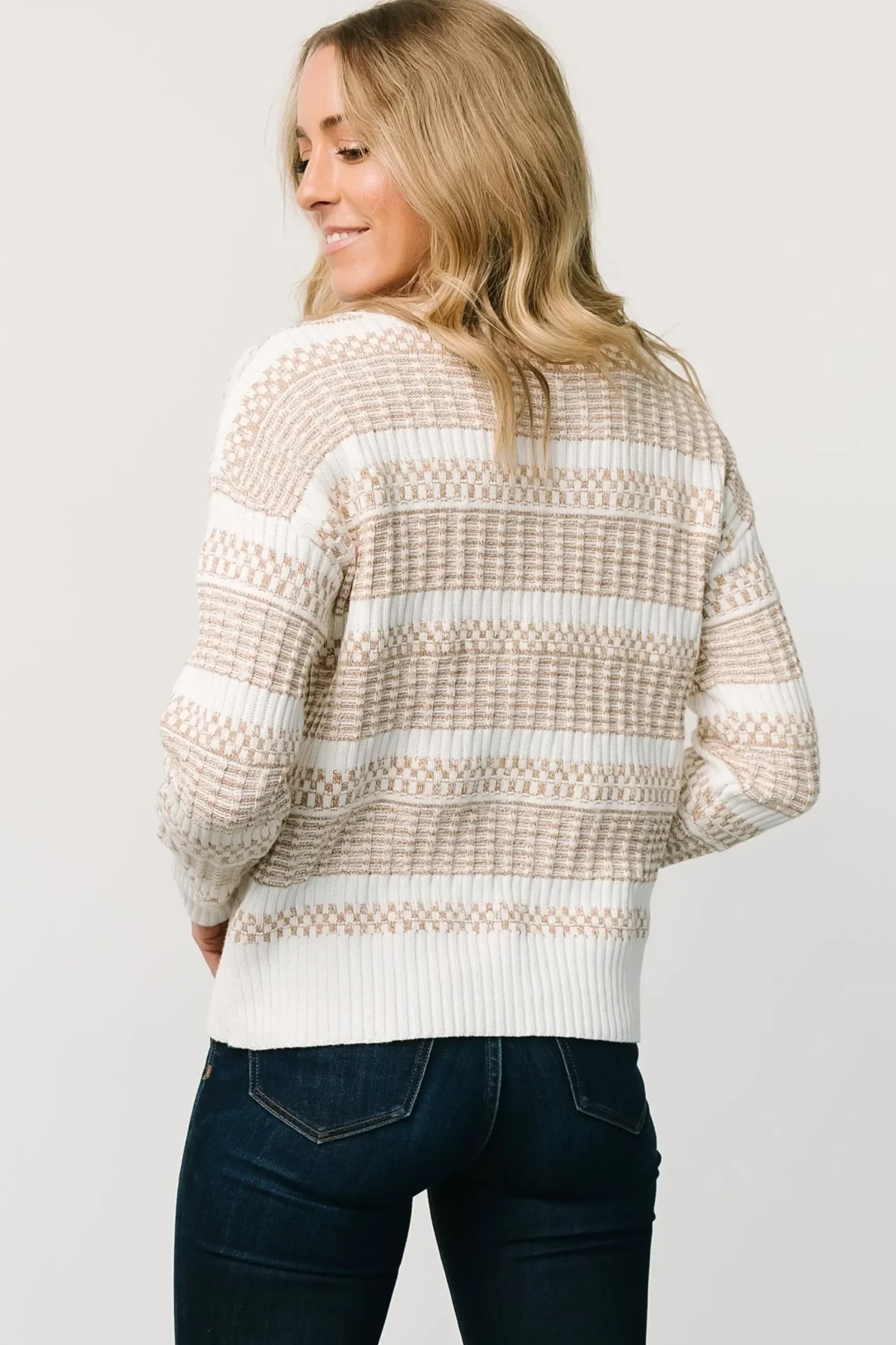 Sale Baltic Born Brigitte Knit Sweater | Taupe + Off White