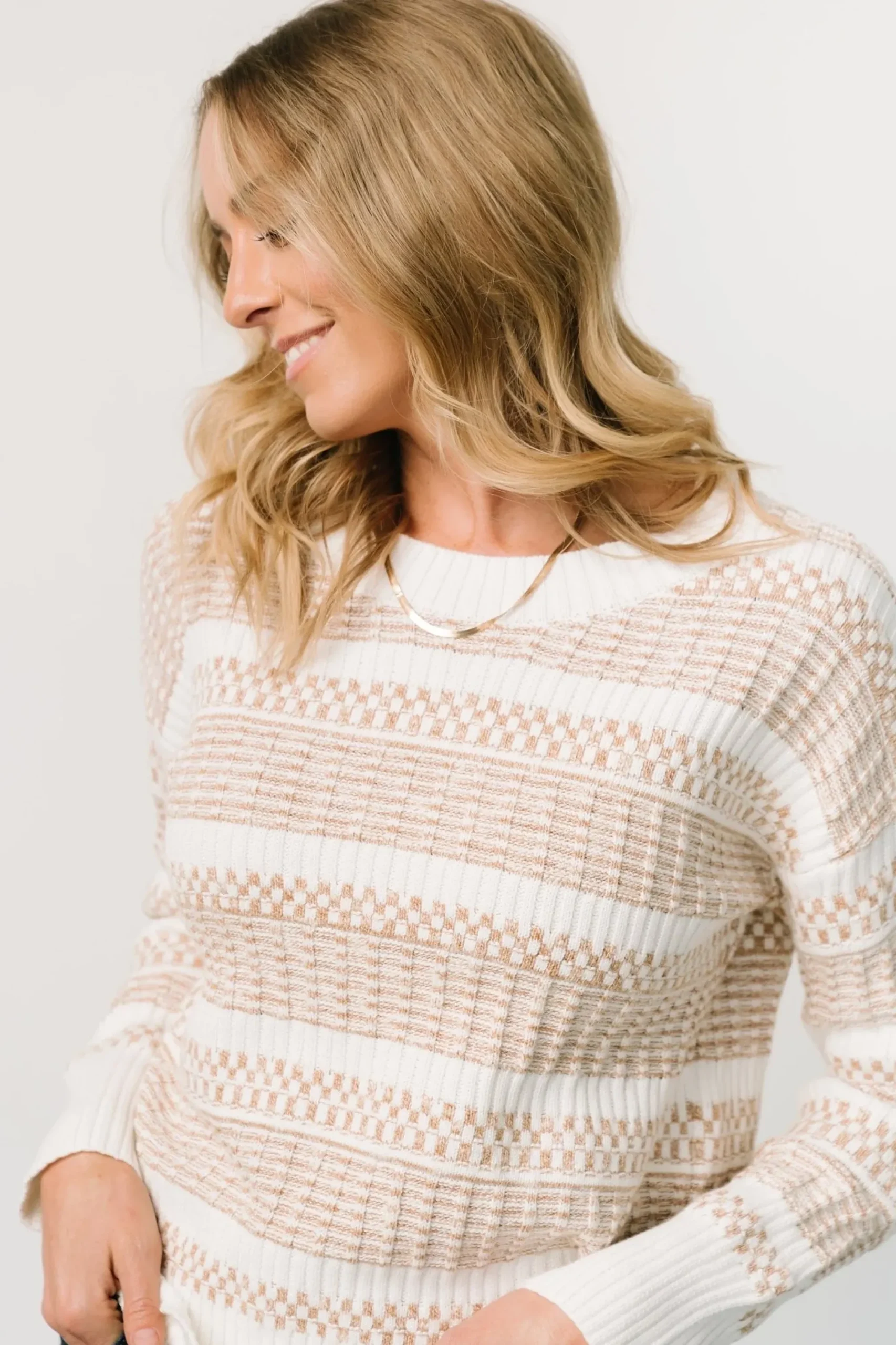 Sale Baltic Born Brigitte Knit Sweater | Taupe + Off White