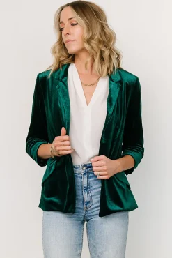 New Baltic Born Brinton Velvet Blazer | Dark Green