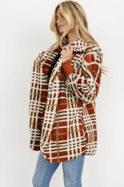 Sale Baltic Born Brody Plaid Teddy Jacket | Rust Multi