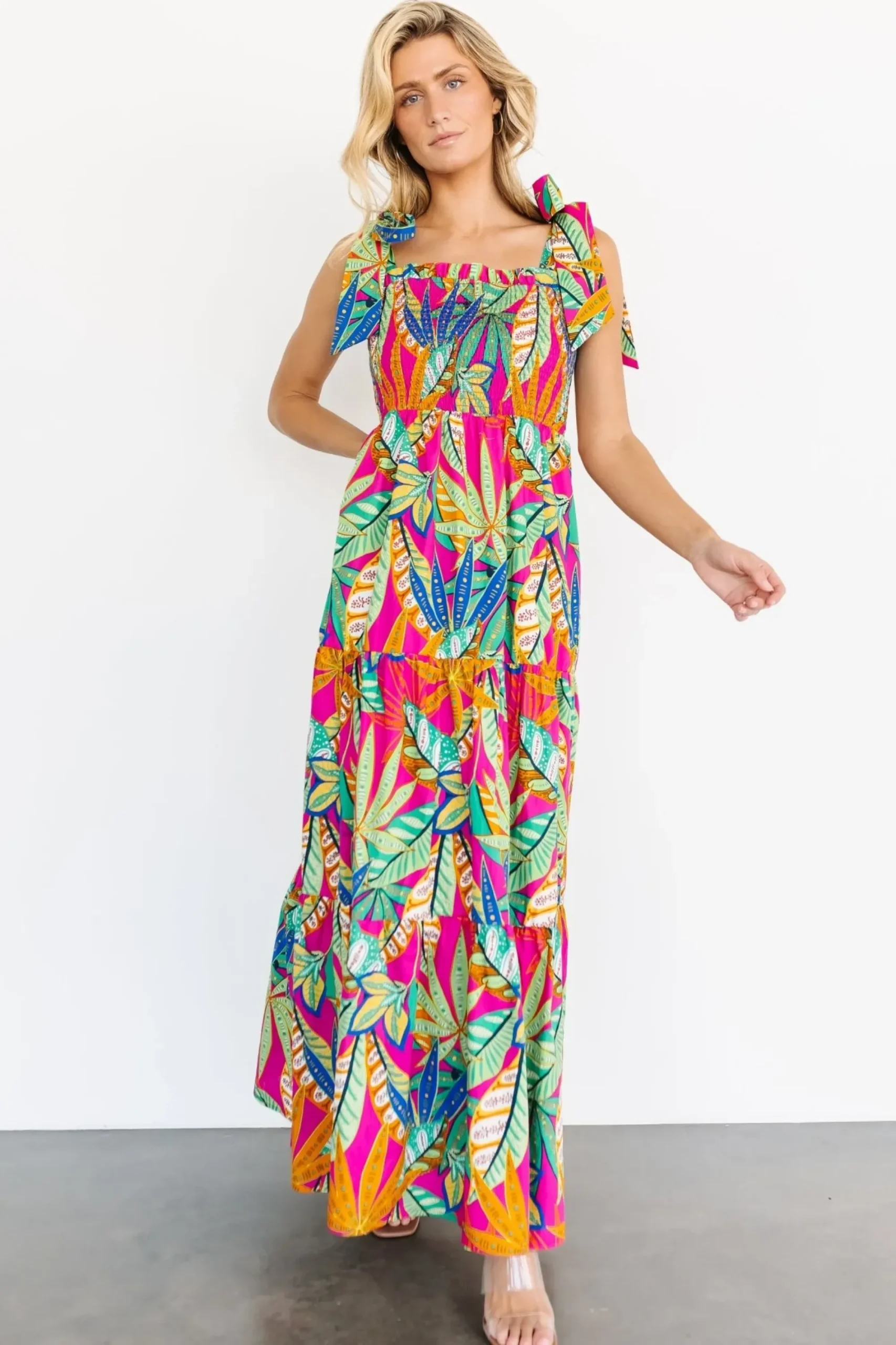 Hot Baltic Born Cabana Maxi Dress | Green + Fuchsia Multi