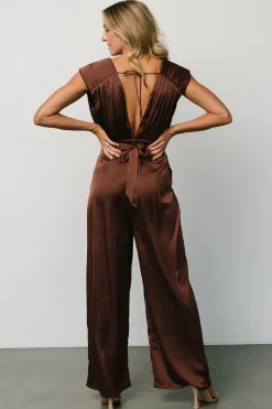 Discount Baltic Born Caria Satin Jumpsuit | Chocolate