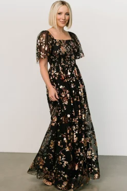 Clearance Baltic Born Cassandra Tulle Maxi Dress | Black Blossom