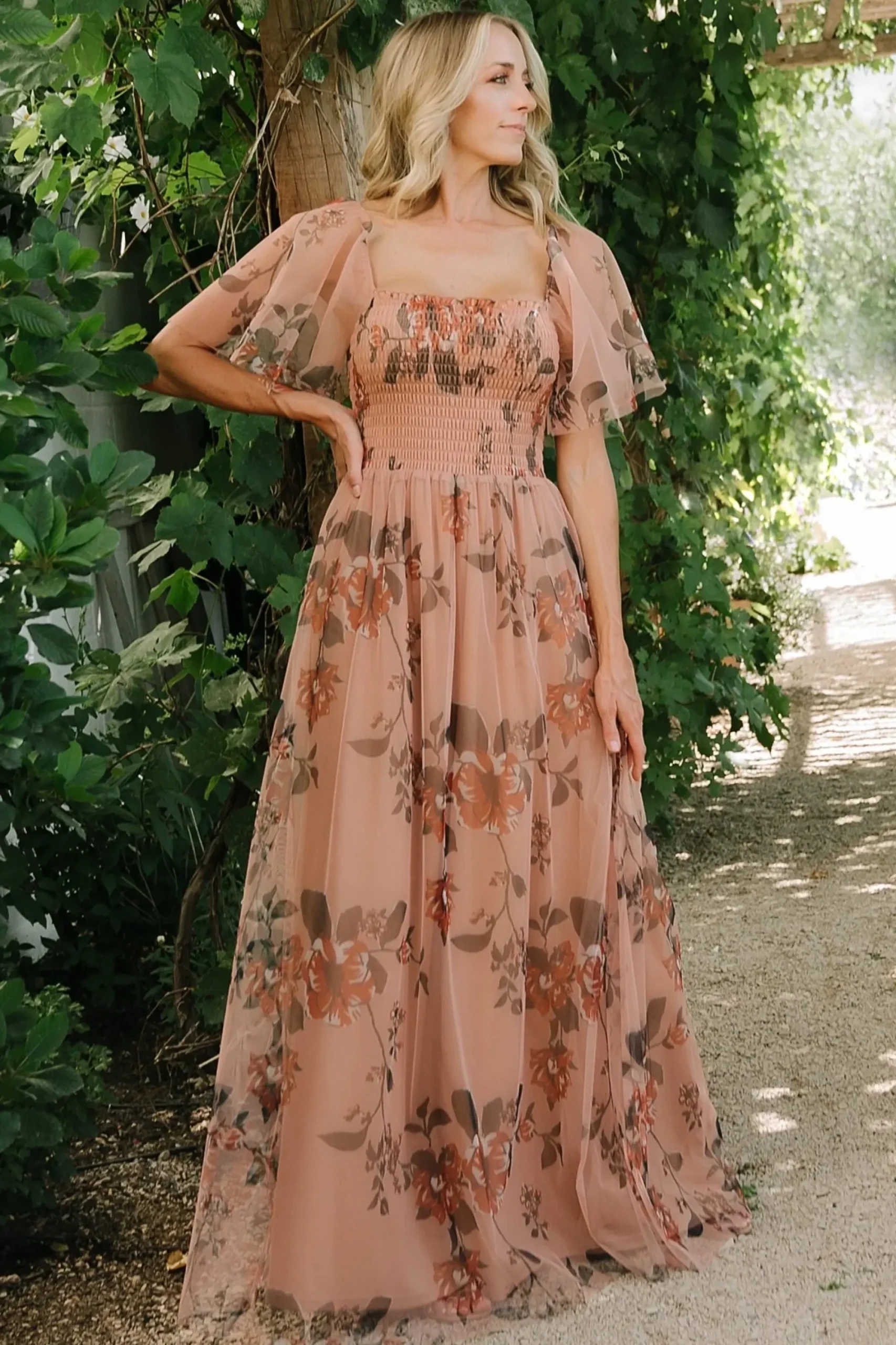 Outlet Baltic Born Cassandra Tulle Maxi Dress | Copper Floral