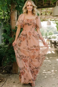 Outlet Baltic Born Cassandra Tulle Maxi Dress | Copper Floral