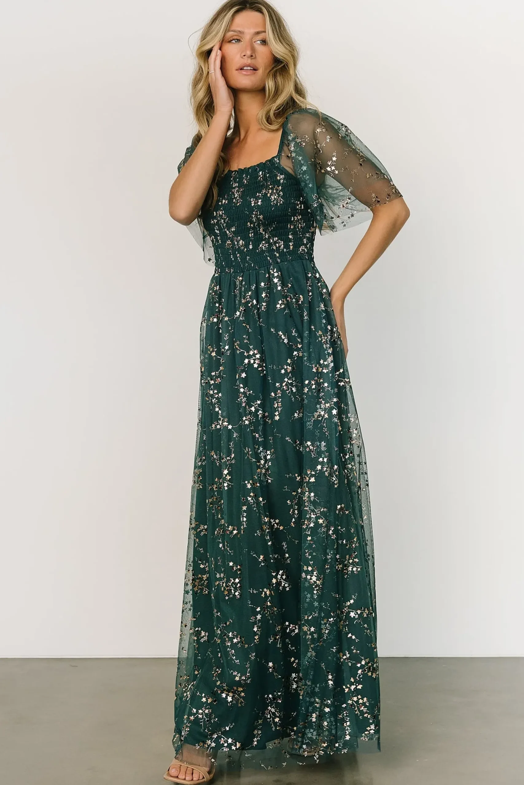 Clearance Baltic Born Cassandra Tulle Maxi Dress | Green + Gold