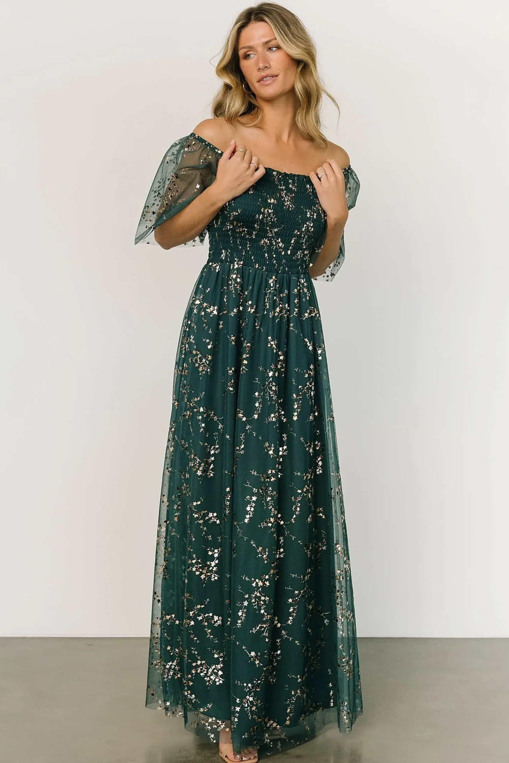Clearance Baltic Born Cassandra Tulle Maxi Dress | Green + Gold