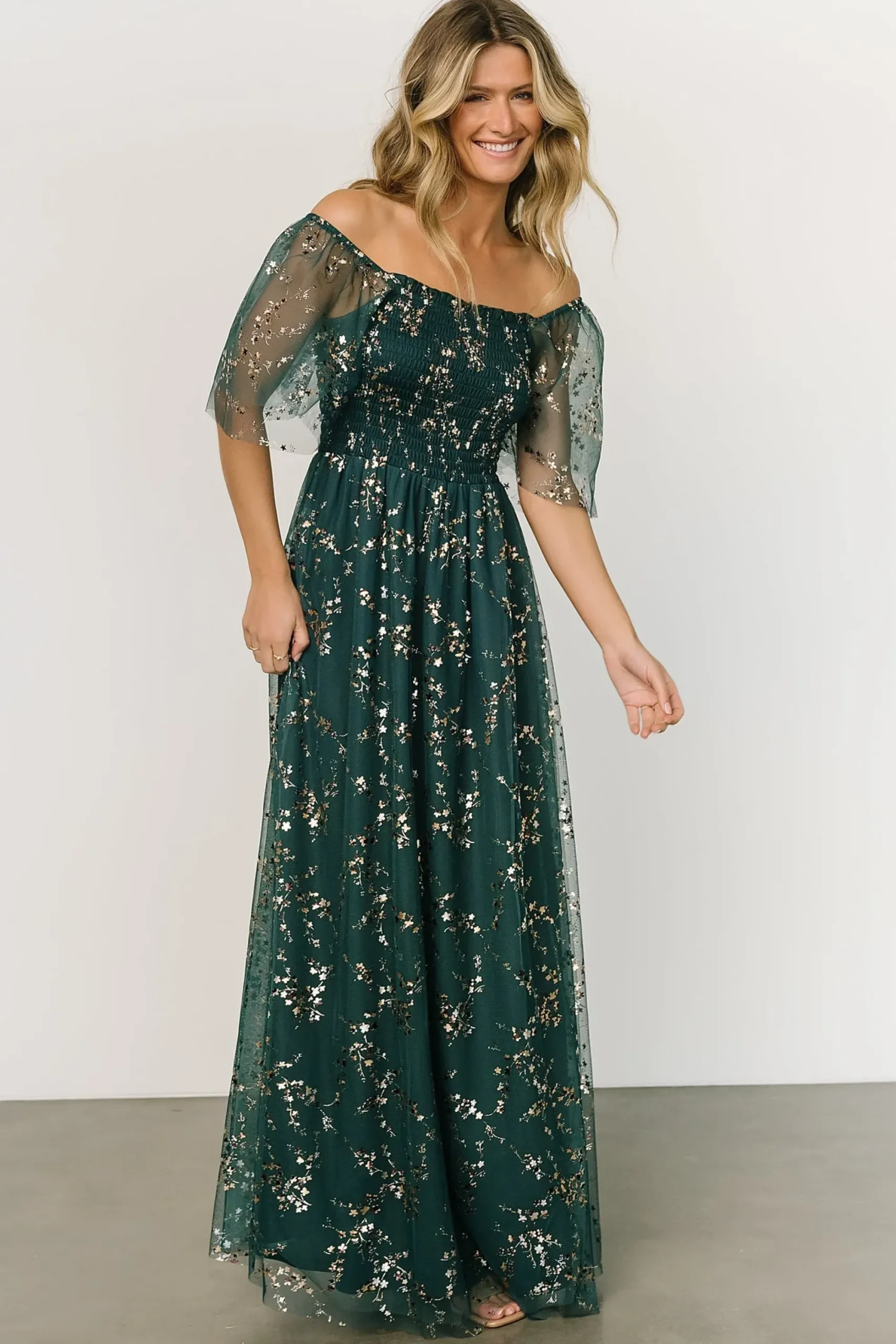 Clearance Baltic Born Cassandra Tulle Maxi Dress | Green + Gold