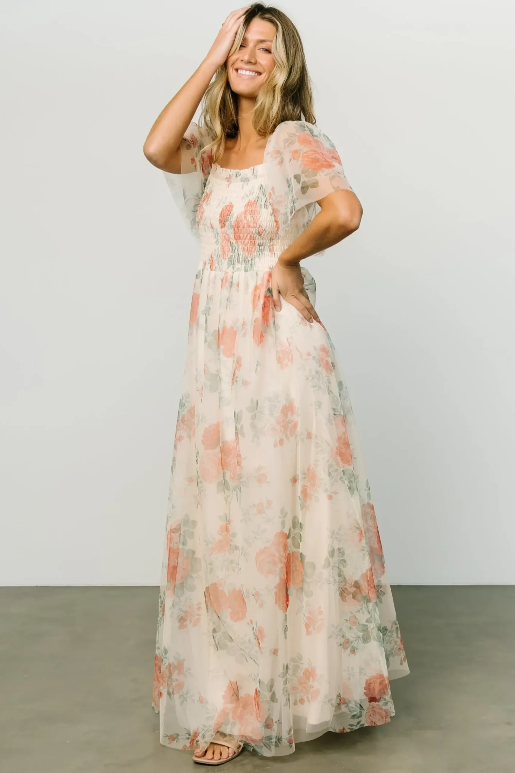 Hot Baltic Born Cassandra Tulle Maxi Dress | Buttercream Floral