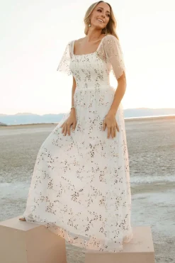 Clearance Baltic Born Cassandra Tulle Maxi Dress | Metallic White