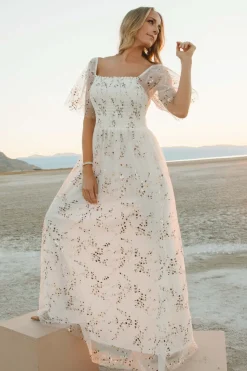 Clearance Baltic Born Cassandra Tulle Maxi Dress | Metallic White