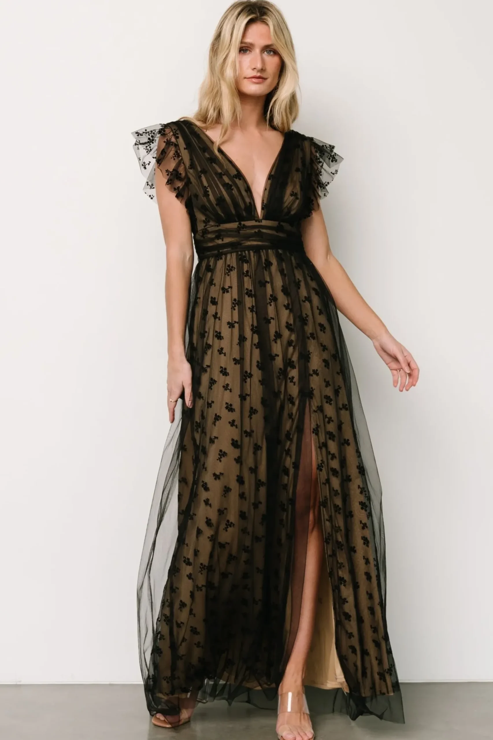 Fashion Baltic Born Caterina Tulle Maxi Dress | Black + Nude