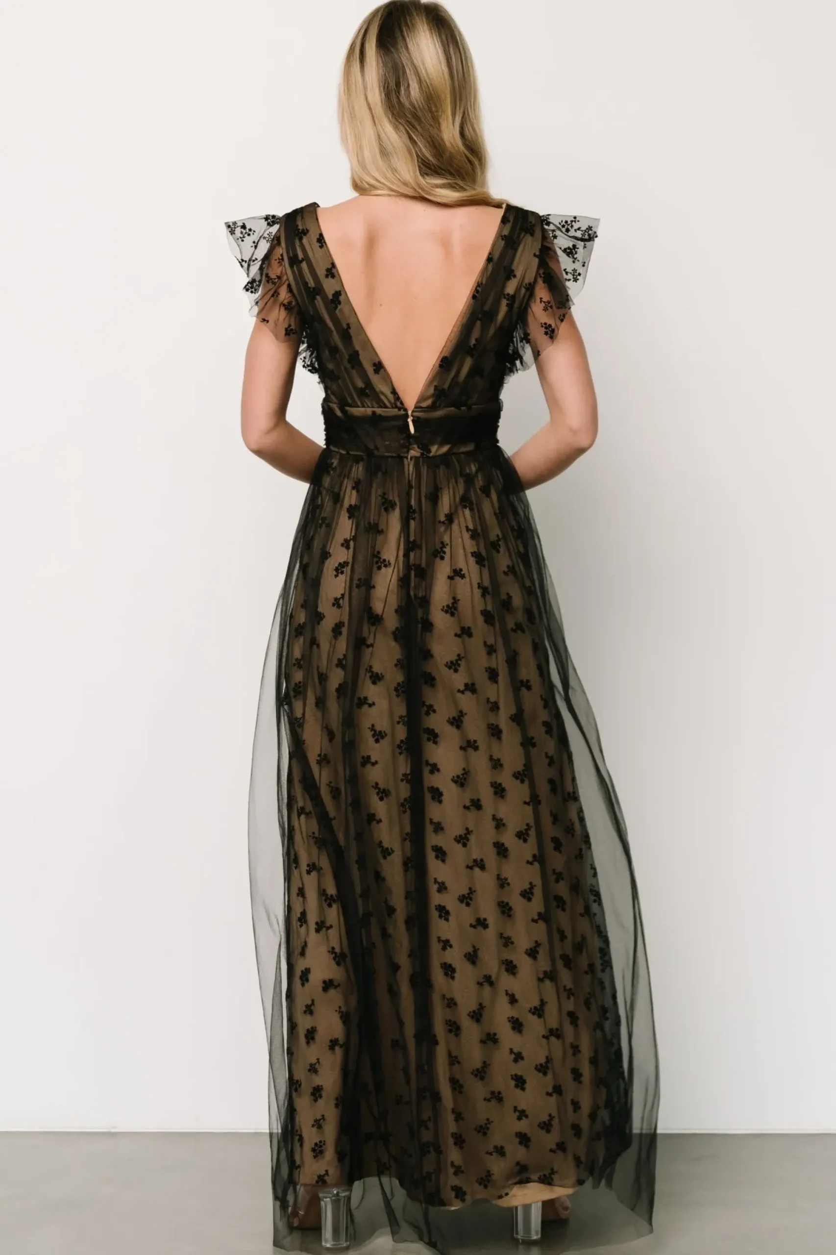 Fashion Baltic Born Caterina Tulle Maxi Dress | Black + Nude