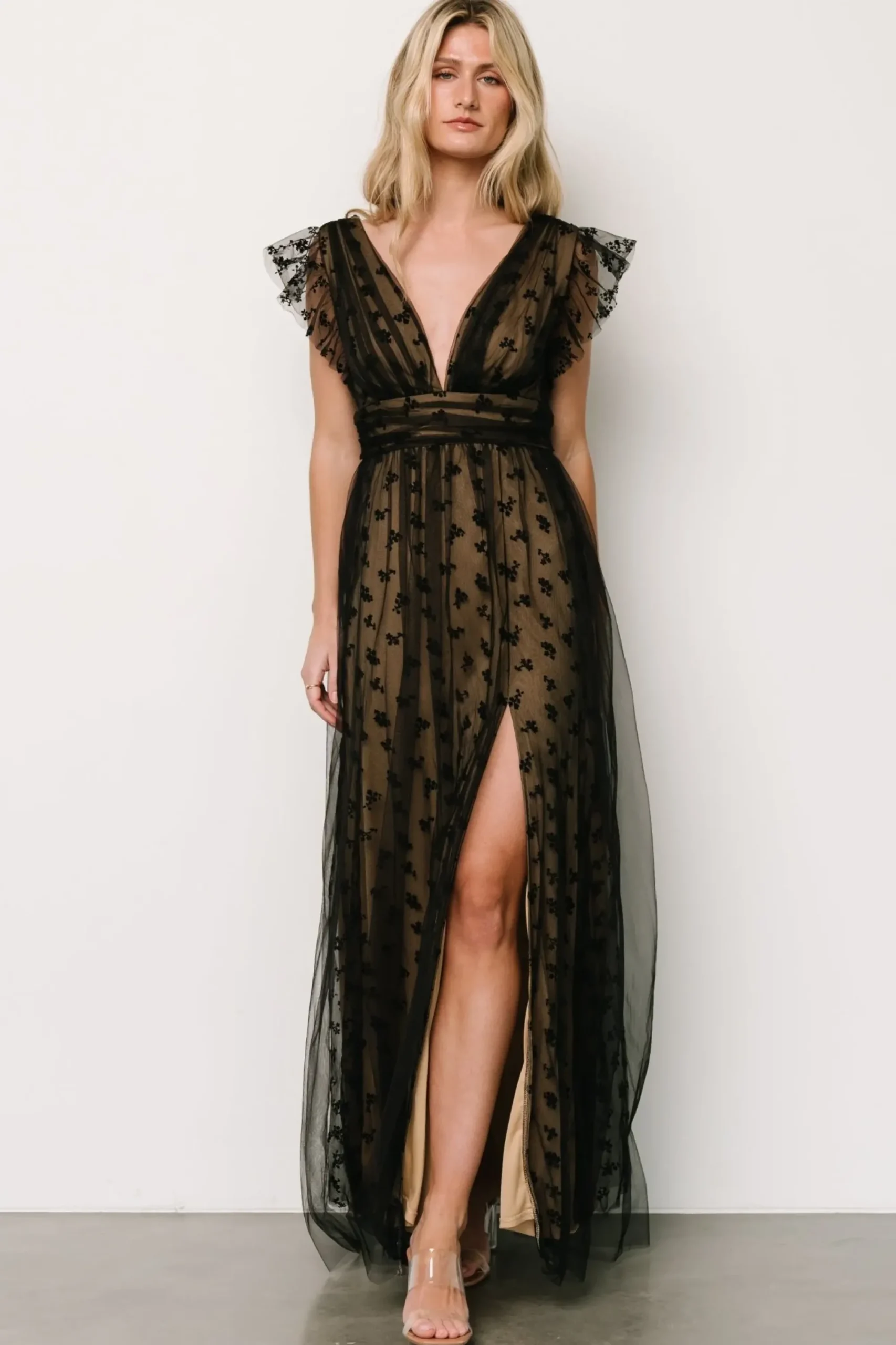 Fashion Baltic Born Caterina Tulle Maxi Dress | Black + Nude