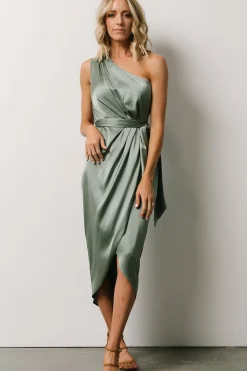 Hot Baltic Born Celia One Shoulder Midi Dress | Eucalyptus