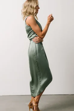 Hot Baltic Born Celia One Shoulder Midi Dress | Eucalyptus