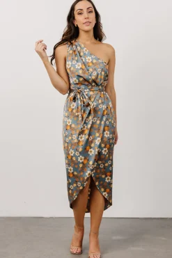Online Baltic Born Celia One Shoulder Midi Dress | Blue Floral