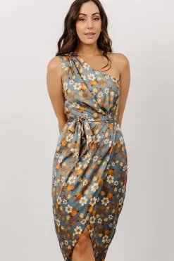 Online Baltic Born Celia One Shoulder Midi Dress | Blue Floral