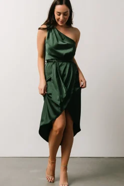 Hot Baltic Born Celia One Shoulder Midi Dress | Dark Green