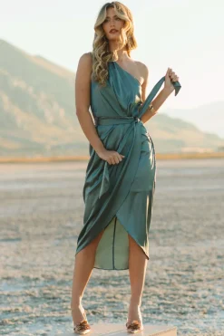 Online Baltic Born Celia One Shoulder Midi Dress | Blue Sage