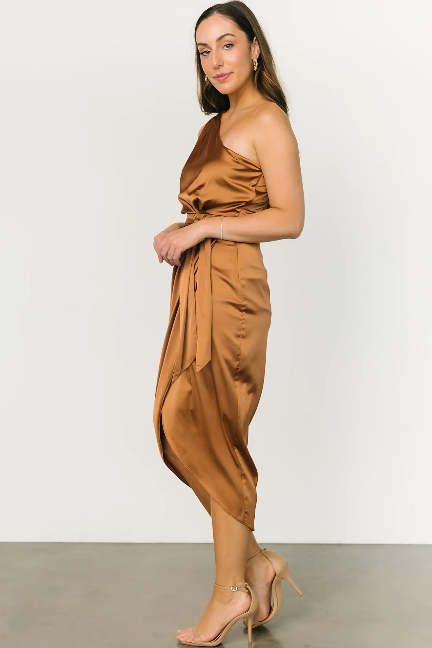 Fashion Baltic Born Celia One Shoulder Midi Dress | Bronze