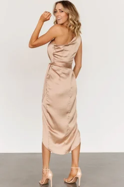 Hot Baltic Born Celia One Shoulder Midi Dress | Champagne