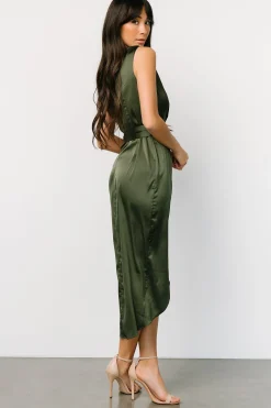 Outlet Baltic Born Celia One Shoulder Midi Dress | Olive