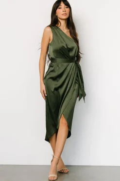 Outlet Baltic Born Celia One Shoulder Midi Dress | Olive