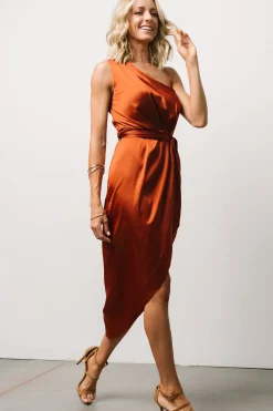 Fashion Baltic Born Celia One Shoulder Midi Dress | Rust