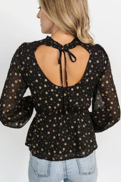 Best Baltic Born Chandra Peplum Top | Black + Gold