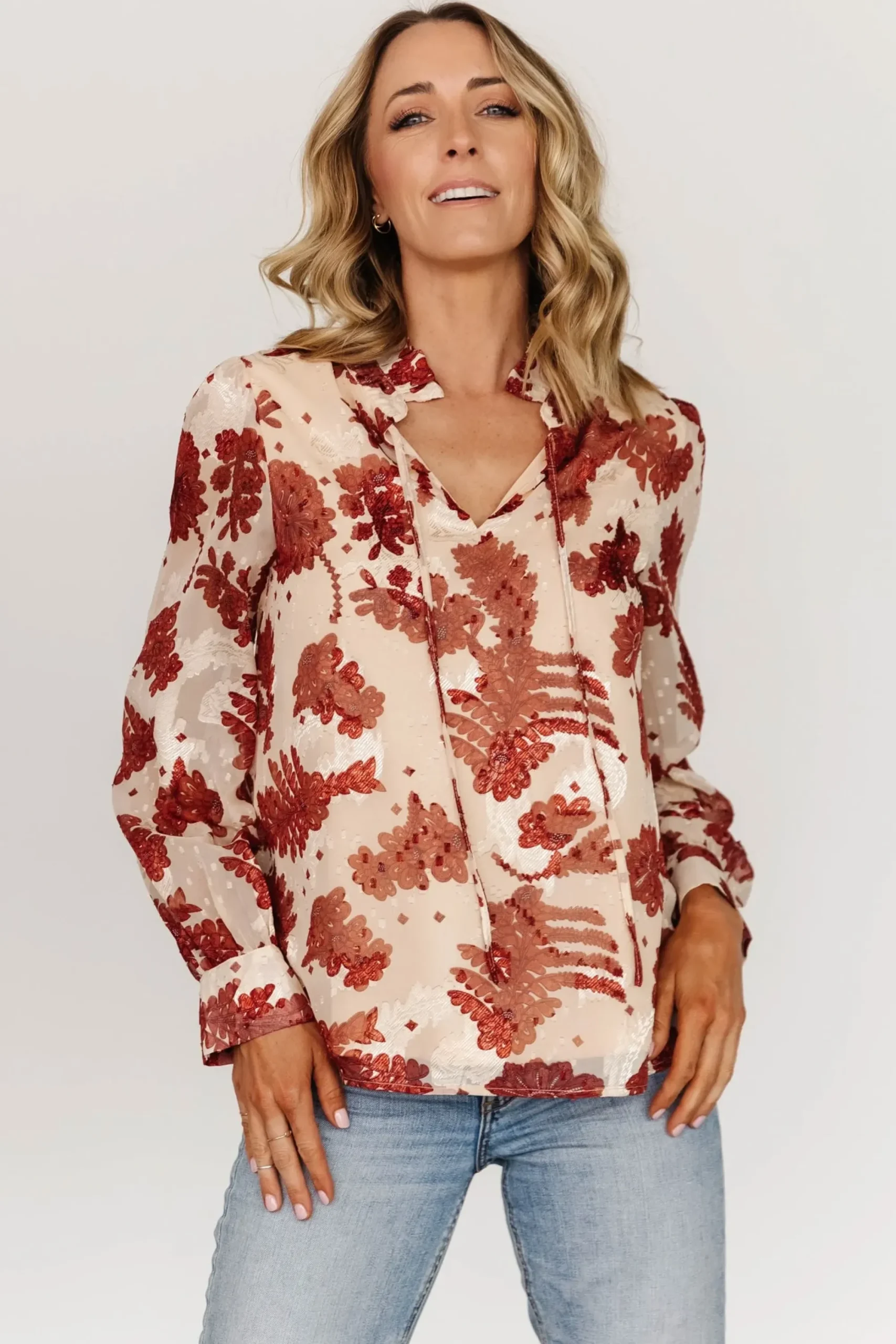 Sale Baltic Born Charlotte Tie Blouse | Black + Cream