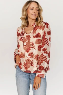 Outlet Baltic Born Charlotte Tie Blouse | Cream + Rust
