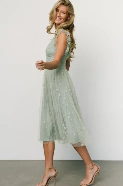 New Baltic Born Chiara Shimmer Midi Dress | Sage + Silver