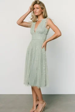 New Baltic Born Chiara Shimmer Midi Dress | Sage + Silver