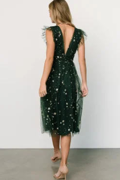 Hot Baltic Born Chiara Shimmer Midi Dress | Green + Gold