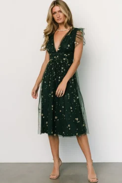 Hot Baltic Born Chiara Shimmer Midi Dress | Green + Gold