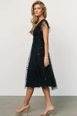 New Baltic Born Chiara Shimmer Midi Dress | Navy