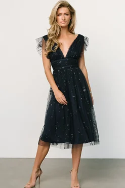 New Baltic Born Chiara Shimmer Midi Dress | Navy