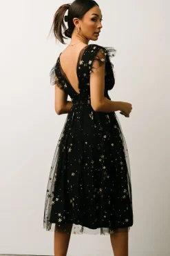 Outlet Baltic Born Chiara Shimmer Midi Dress | Black + Gold