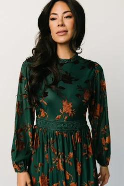Discount Baltic Born Christine Velvet Embossed Midi Dress | Jade