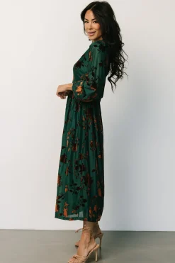 Discount Baltic Born Christine Velvet Embossed Midi Dress | Jade