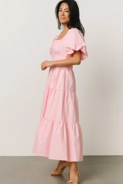 Sale Baltic Born Cindy Puff Sleeve Tiered Dress | Pink