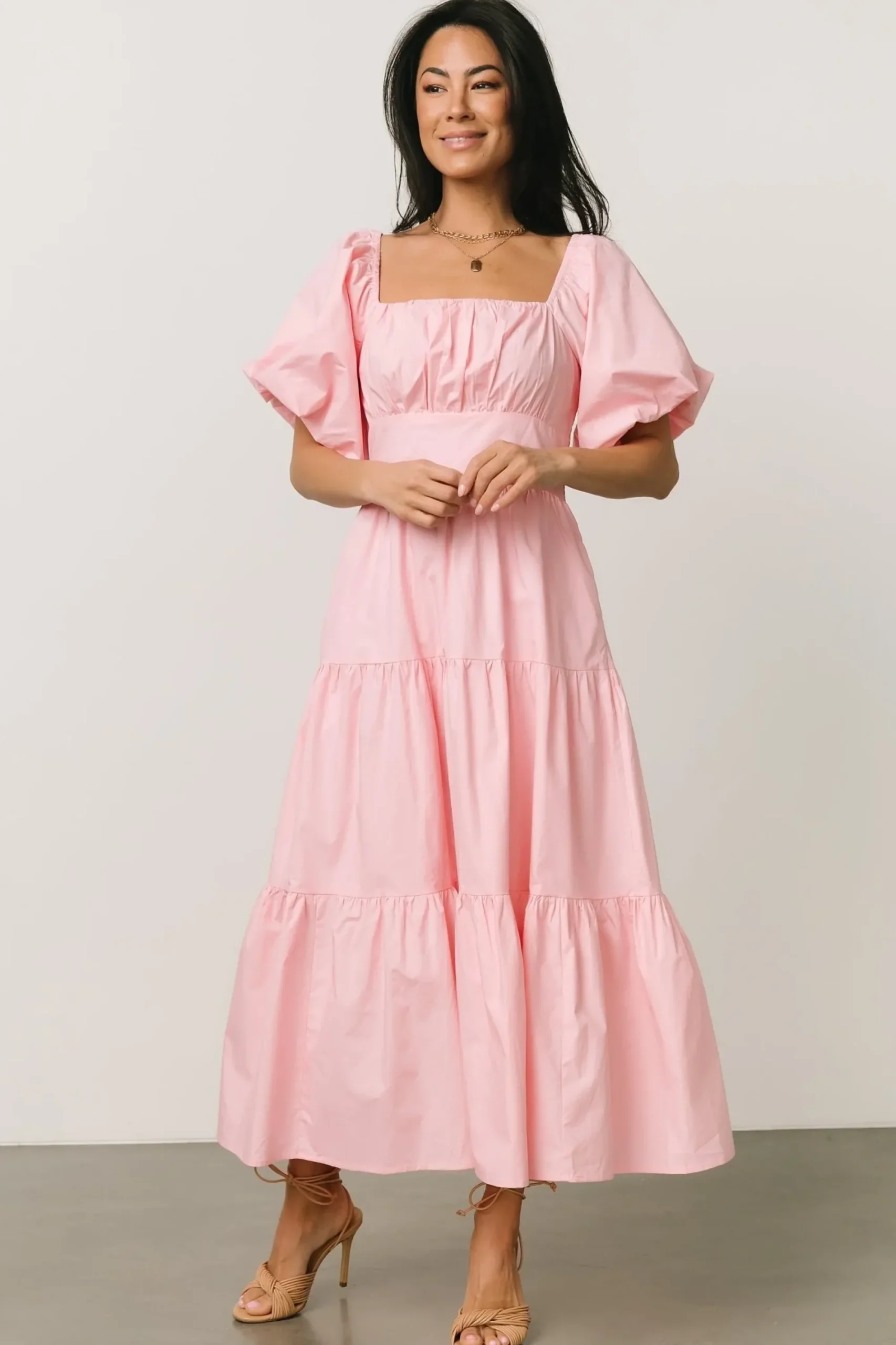 Sale Baltic Born Cindy Puff Sleeve Tiered Dress | Pink