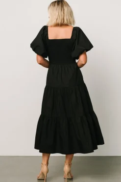 Sale Baltic Born Cindy Puff Sleeve Tiered Dress | Black