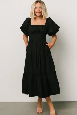 Sale Baltic Born Cindy Puff Sleeve Tiered Dress | Black