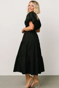 Sale Baltic Born Cindy Puff Sleeve Tiered Dress | Black
